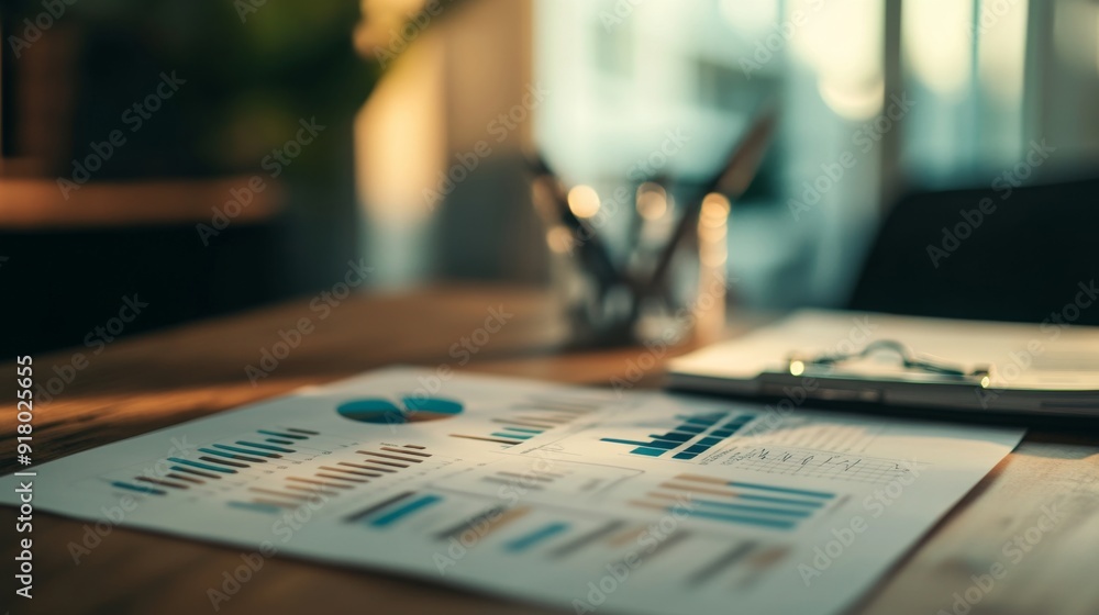 A detailed shot of a financial report with charts and graphs, showing key banking data and financial trends, placed on a wooden office desk. A detailed shot of a financial report with charts and graphs, showing key banking data and financial trends, placed on a wooden office desk.