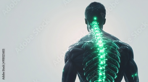 Human Spine Anatomy: Detailed View from Back - Medical Illustration photo