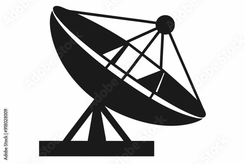 
Satellite dish antenna silhouette vector, Satellite dish icon