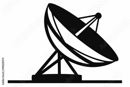 
Satellite dish antenna silhouette vector, Satellite dish icon