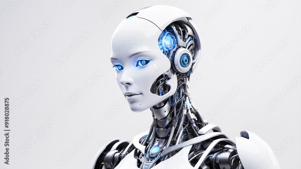 Portrait of a humanoid robot with a sleek, futuristic design Portrait of a humanoid robot with a sleek, futuristic design