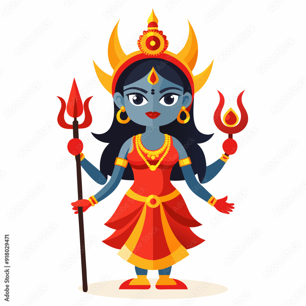 Devil girl in red dress with fire, cute witch with samurai hat, Halloween fashion illustration Devil girl in red dress with fire, cute witch with samurai hat, Halloween fashion illustration
