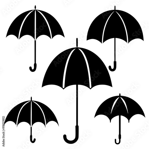 umbrella-set-simple-icon-silhouette-vector