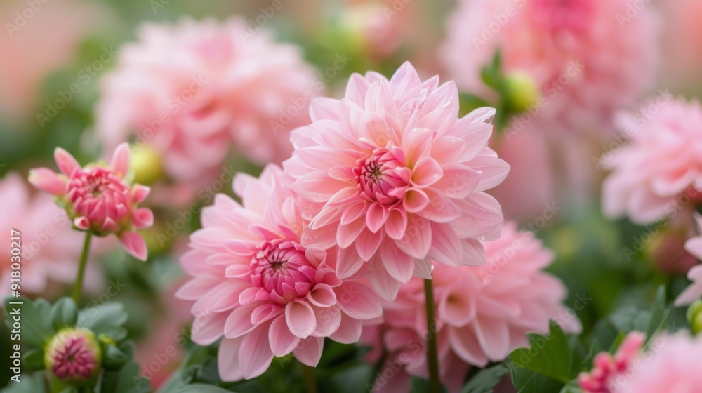 Delicate Pink Flowers Blooming in a Garden During Springtime Delicate Pink Flowers Blooming in a Garden During Springtime