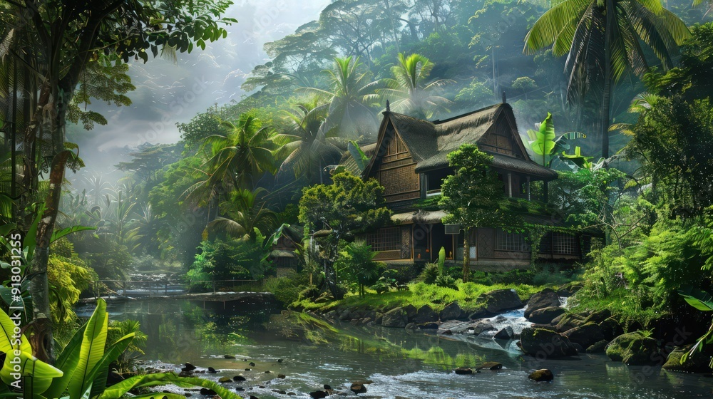 Naklejka premium Tranquil Jungle Escape