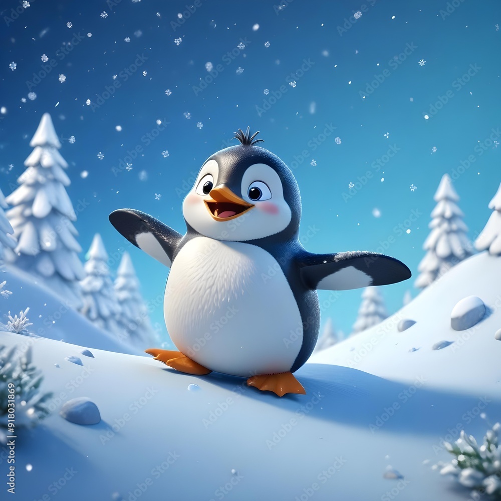 penguin on snow penguin on snow