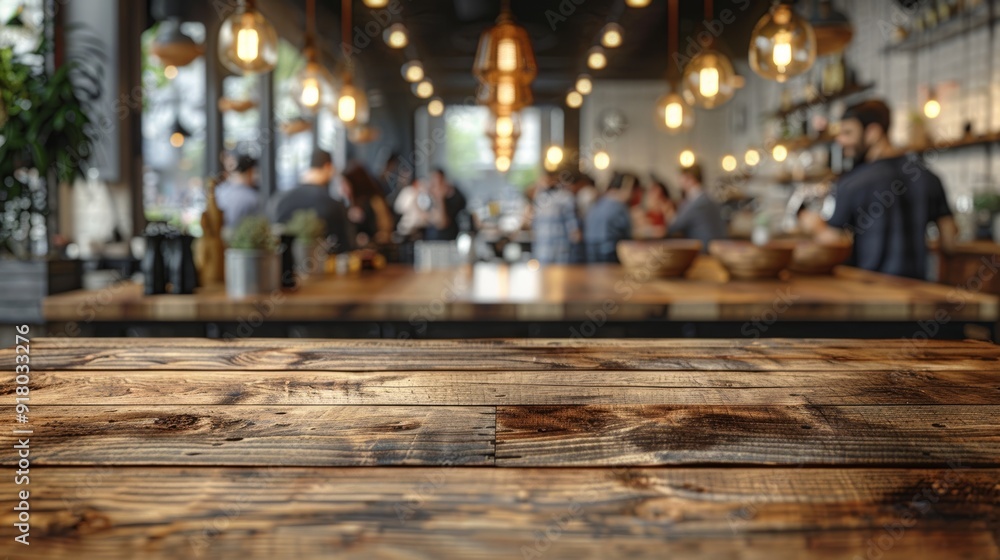 Busy café interior with rustic wooden tables and warm lighting during afternoon hours Busy café interior with rustic wooden tables and warm lighting during afternoon hours