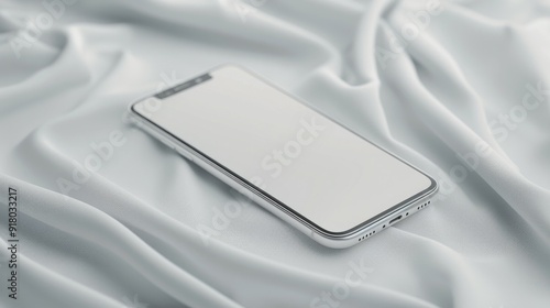 Mobile Phone Resting On Soft White Fabric In A Minimalist Setting