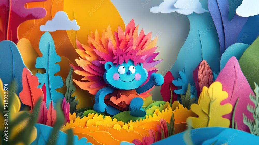 paper cut style illustration troll colorful 3d paper cut style illustration troll colorful 3d