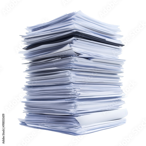 Stack Of Business Reports And Documents On Transparent Png Background For Business Documentation . Generative ai