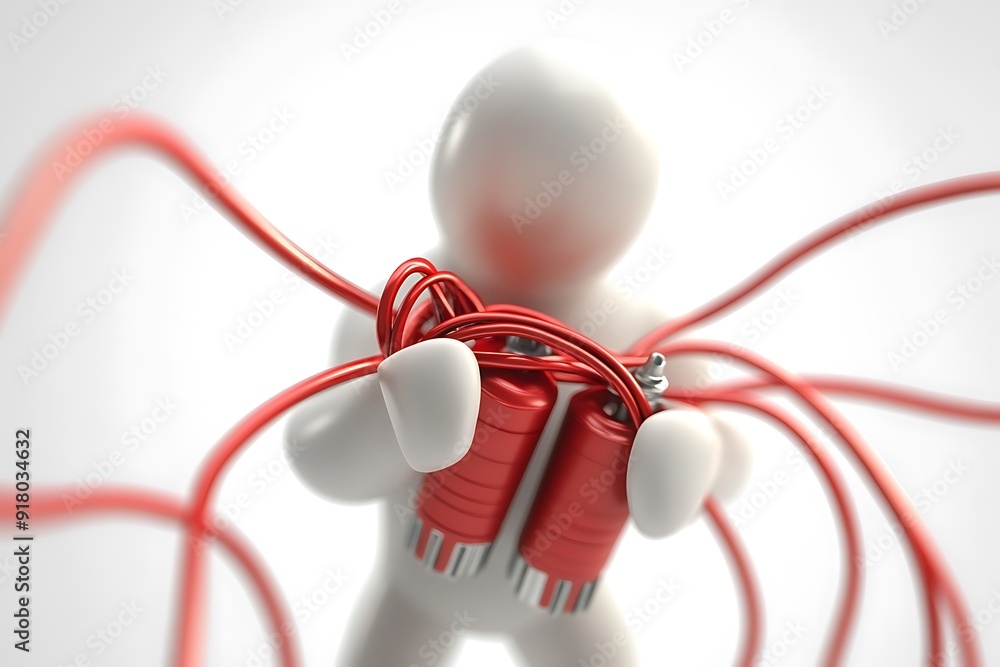 3D Character showing dynamite bundle. 3D rendering isolated on white. 3D Character showing dynamite bundle. 3D rendering isolated on white.