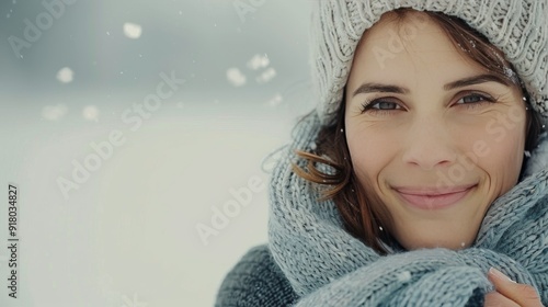 Couple Embracing in Snowy Mountain Landscape During Winter
