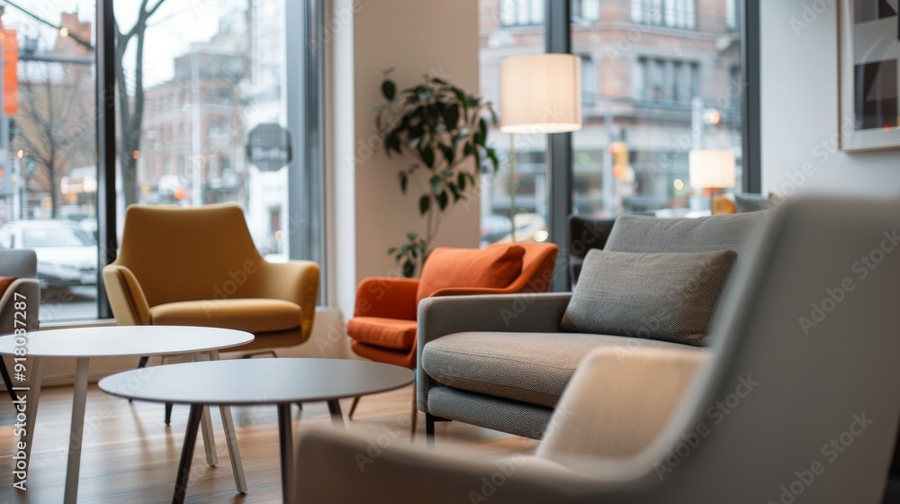 Cozy Lounge Area With Modern Chairs and Natural Light in Urban Setting Cozy Lounge Area With Modern Chairs and Natural Light in Urban Setting