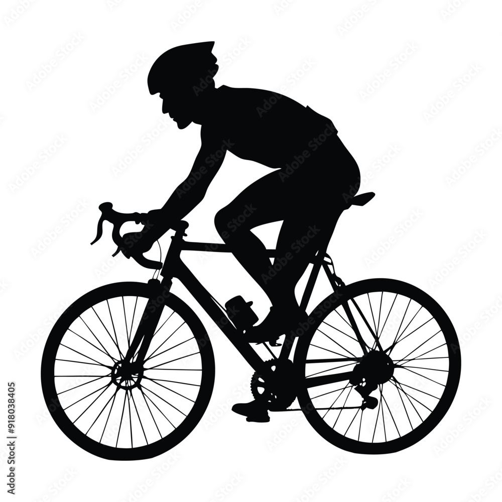 man riding a bicycle silhouette, on a white background vector man riding a bicycle silhouette, on a white background vector