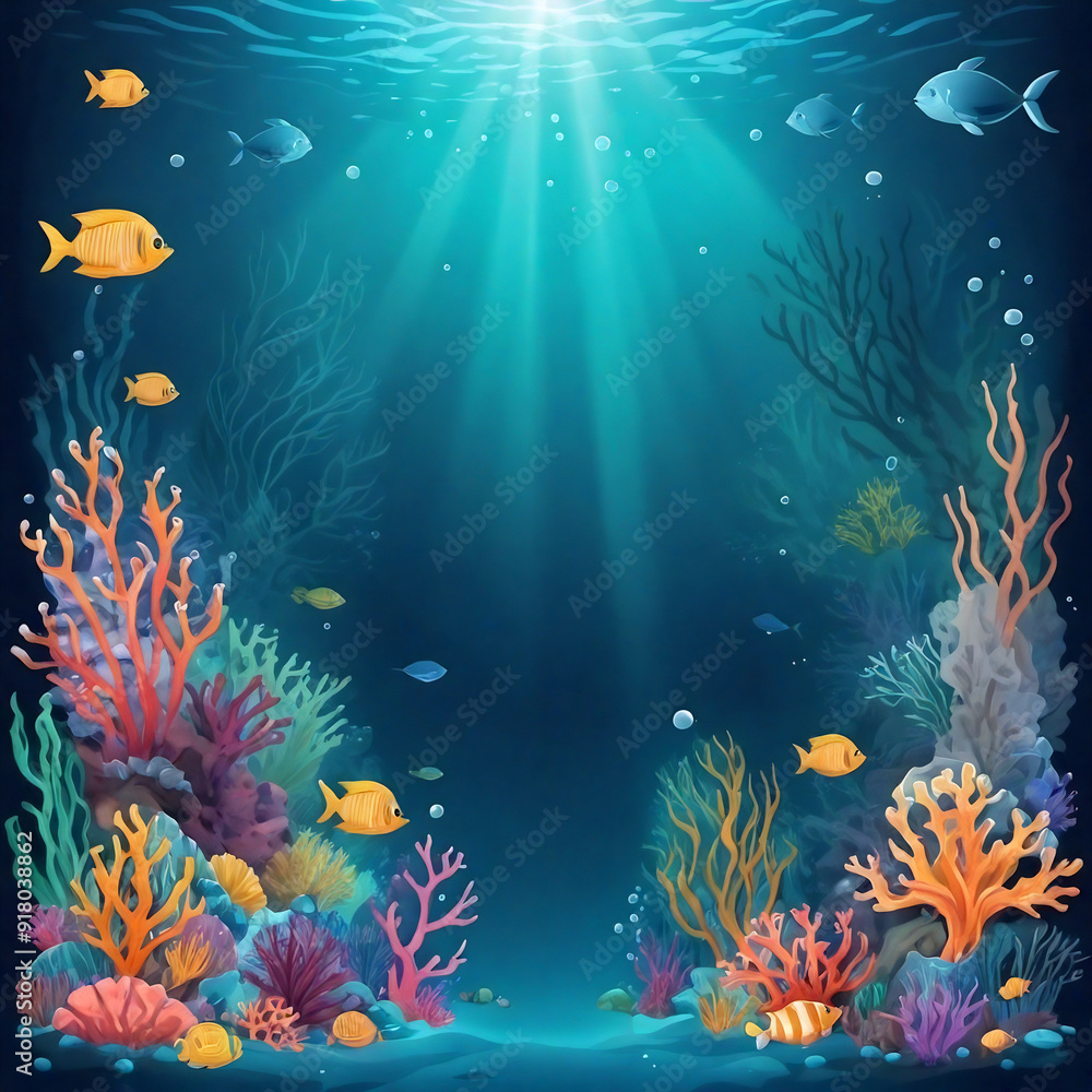 Naklejka premium coral reef and fishes