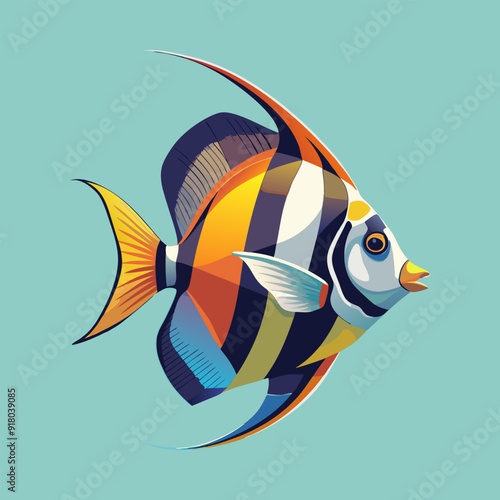 Angelfish fish different style printable vector art illustration