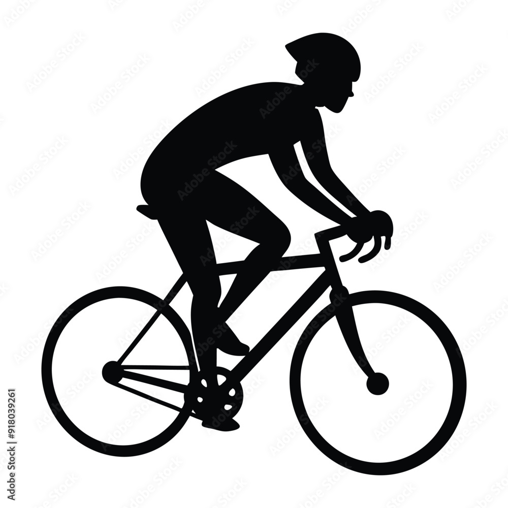 Fototapeta premium man riding a bicycle silhouette, on a white background vector