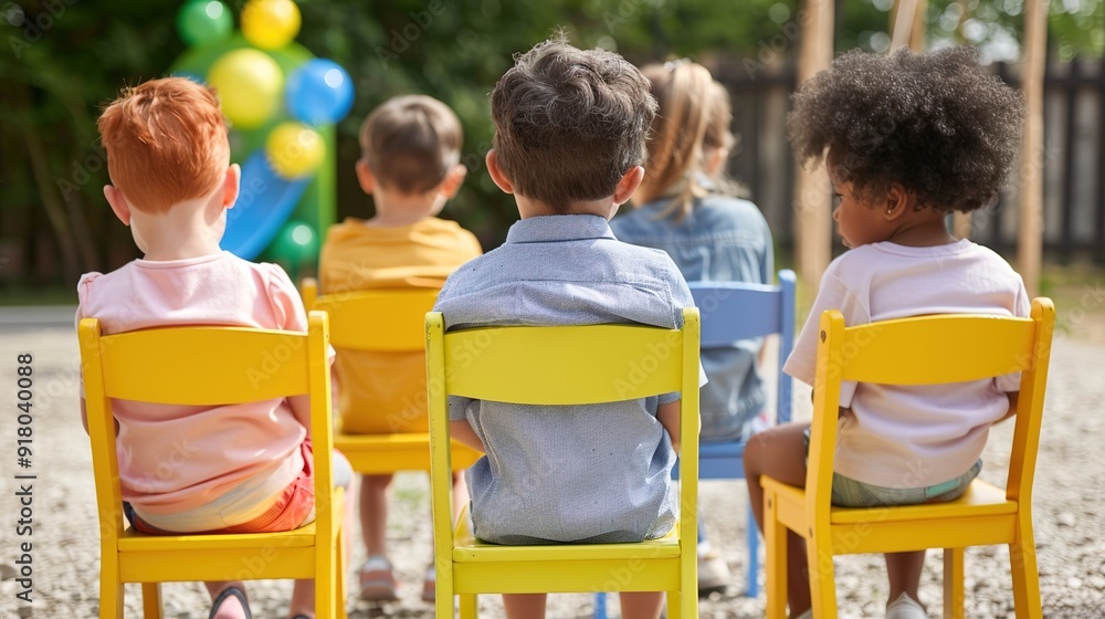 Exciting Musical Chairs Game with Energetic Children - Competitive and Fun Activity in Playroom Exciting Musical Chairs Game with Energetic Children - Competitive and Fun Activity in Playroom