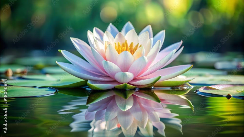 Elegant aquatic bloom features large, pristine petals in soft hues of white to pink, radiating serenity and tranquility in a peaceful natural setting. Elegant aquatic bloom features large, pristine petals in soft hues of white to pink, radiating serenity and tranquility in a peaceful natural setting.
