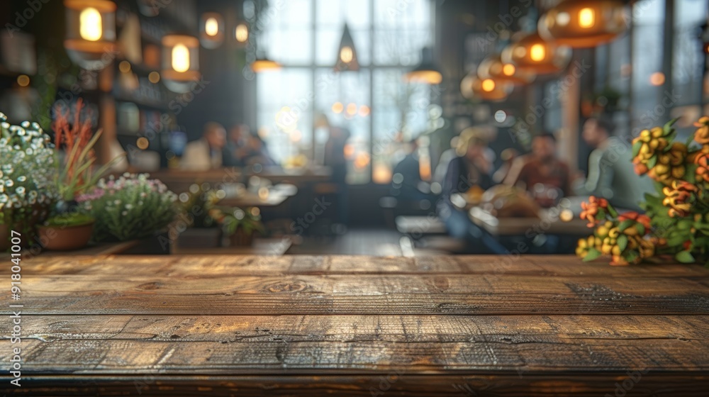 Cozy café interior with rustic wooden table, warm lighting, and patrons enjoying drinks in a lively atmosphere during the afternoon Cozy café interior with rustic wooden table, warm lighting, and patrons enjoying drinks in a lively atmosphere during the afternoon