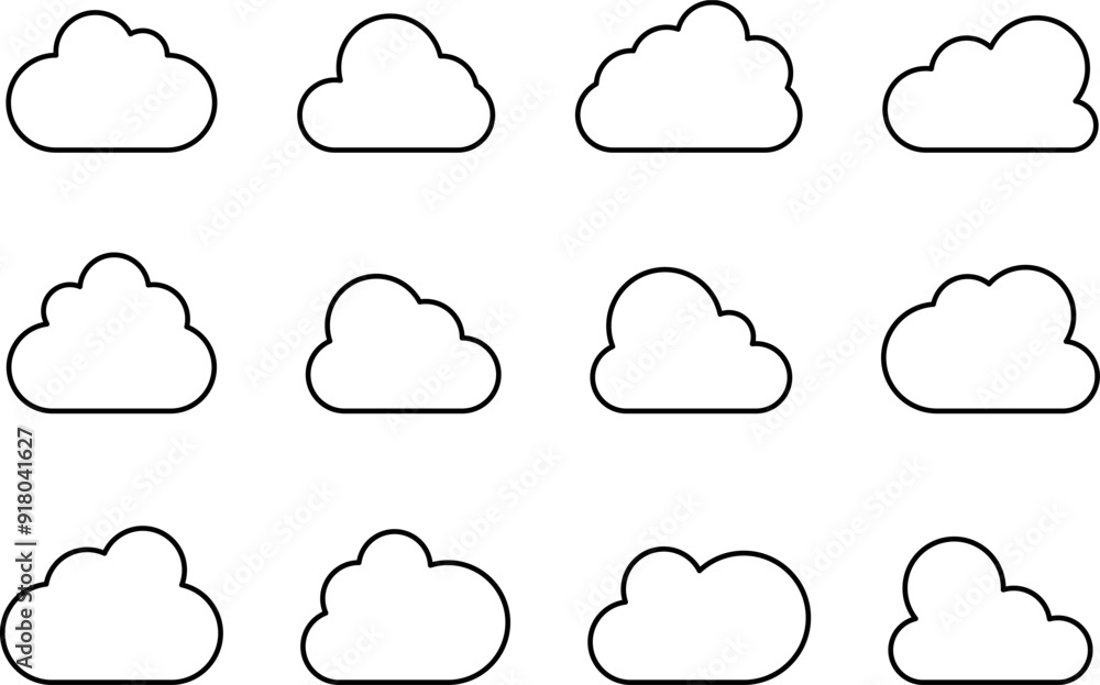 Simple outline cloud vector icon. Symbol for forecast and online data storage. Isolated illustration in white background. Simple outline cloud vector icon. Symbol for forecast and online data storage. Isolated illustration in white background.