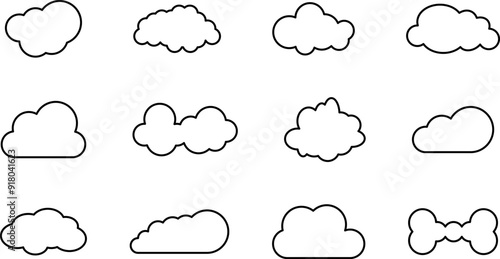 Simple outline cloud vector icon. Symbol for forecast and online data storage. Isolated illustration in white background.