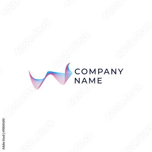 letter w initial logo from abstract wave lines