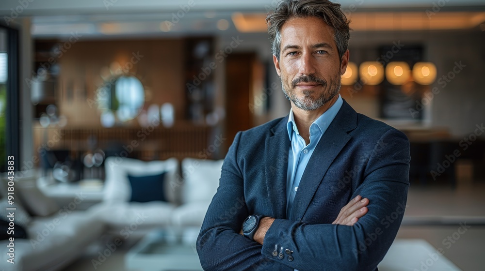 Professional man in a modern office setting with a confident expression during the day Professional man in a modern office setting with a confident expression during the day