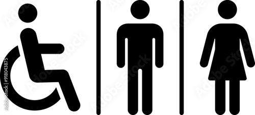 Toilet vector icon. WC sign. Female or male restroom. WC door plate symbol illustration.