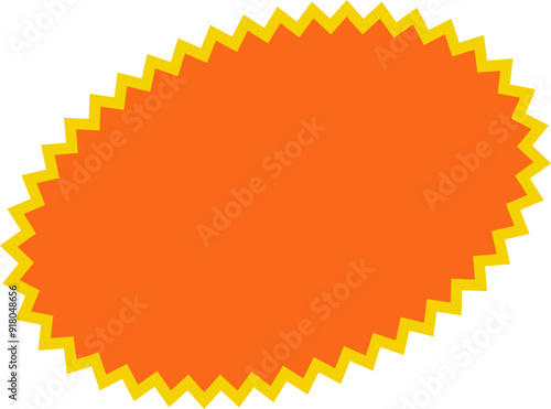 Orange round price stickers, sunburst promo tags, retro discount emblems. Collection of special offer sale oval and round shaped sunburst labels and badges. Vector .