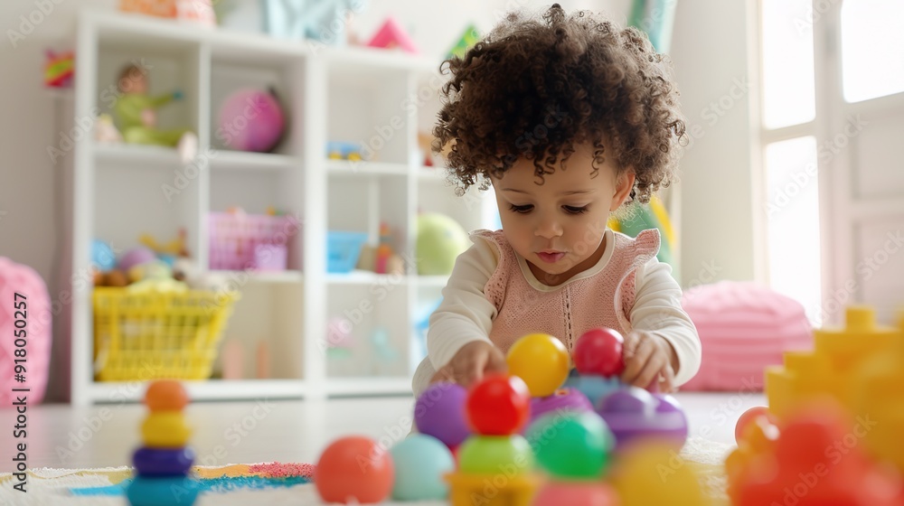 Joyful Kids Engaging in Play and Exploration in a Vibrant and Tidy Playroom Joyful Kids Engaging in Play and Exploration in a Vibrant and Tidy Playroom