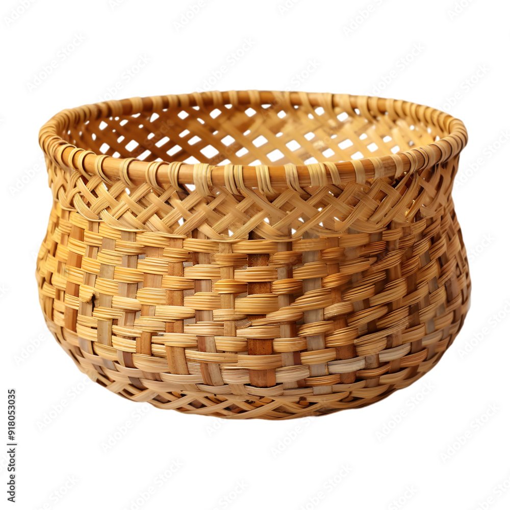 Charming woven bamboo basket with a natural, earthy texture. The versatile design is perfect for storage, home decor, or adding a touch of rustic charm to any space, Isolated on Transparent Background Charming woven bamboo basket with a natural, earthy texture. The versatile design is perfect for storage, home decor, or adding a touch of rustic charm to any space, Isolated on Transparent Background