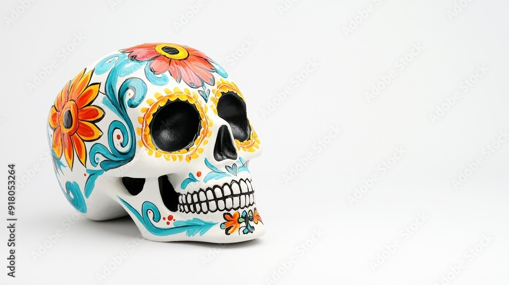 a colorful skull with flower design on it a colorful skull with flower design on it