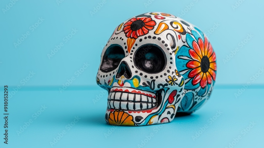a colorful skull with flowers on it a colorful skull with flowers on it