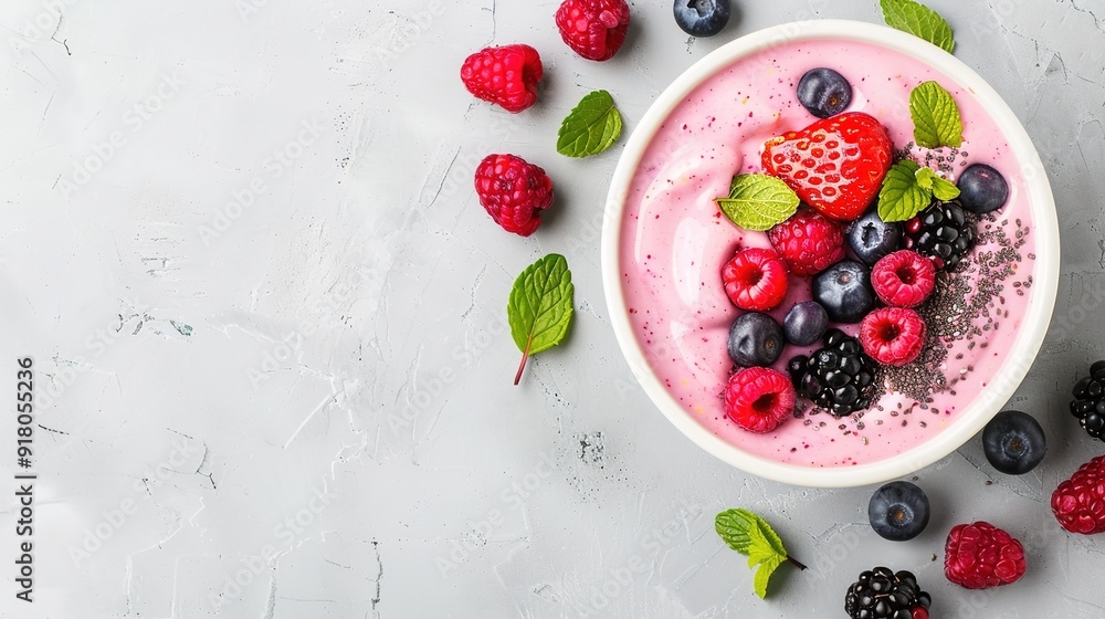 Fresh and Nutritious Smoothie Bowl with Vibrant Berries and Seeds, Perfect Healthy Breakfast Option Fresh and Nutritious Smoothie Bowl with Vibrant Berries and Seeds, Perfect Healthy Breakfast Option