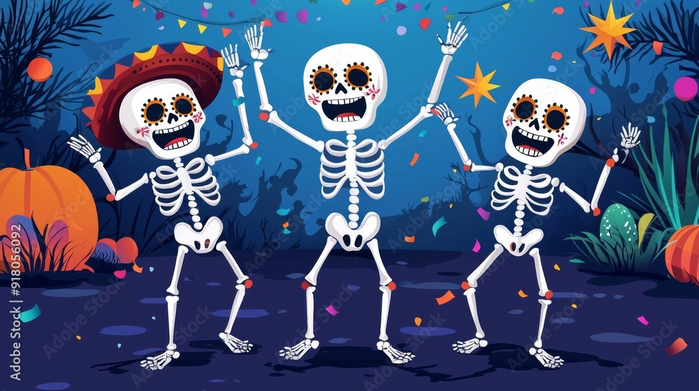 two skeletons dancing in the halloween night two skeletons dancing in the halloween night
