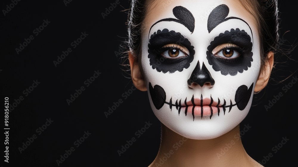a young girl with white face paint a young girl with white face paint