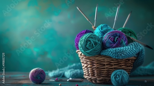 The Basket of Colorful Yarn photo