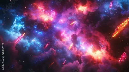 A sky full of fireworks exploding in vibrant colors during a celebration