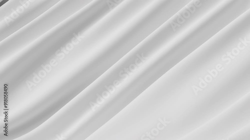 Abstract tenderness white silk background luxury wave cloth satin pastel color fabric. Milk liquid wave aqua splash, wavy fluid texture. Fluttering material. 3D ads animation motion design wallpaper