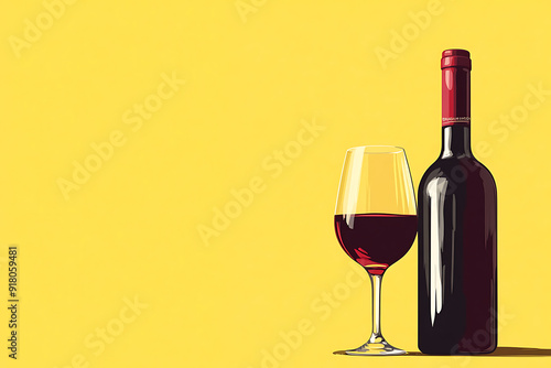 Abstract background design made from an empty wine glass and bottle.