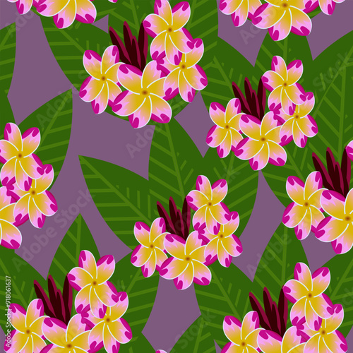 Wallpaper Mural tropical plant floral pattern with large green leaves for textile and background and wrapping. sstkBackgrounds. Torontodigital.ca