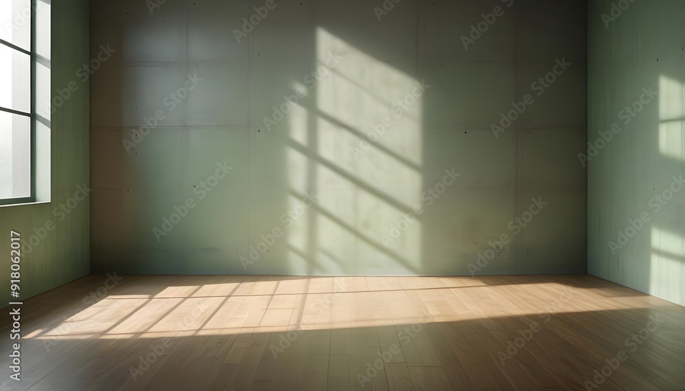 A blank wall and floor in a Livingroom with sunlight streaming through a window, casting shadows on the floor A blank wall and floor in a Livingroom with sunlight streaming through a window, casting shadows on the floor