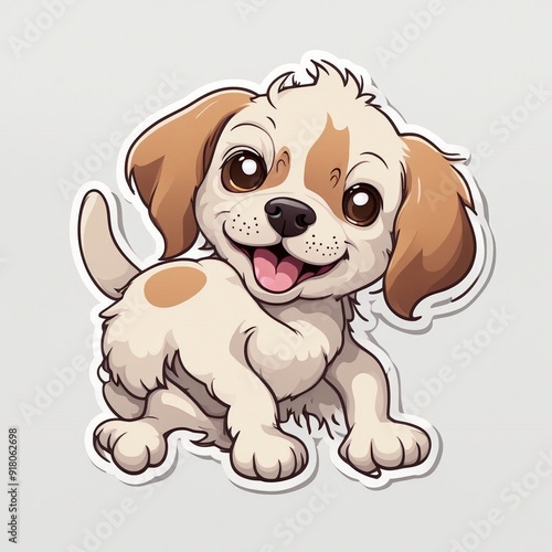 Playful Puppy Sticker with Wagging Tail and Floppy Ears photo