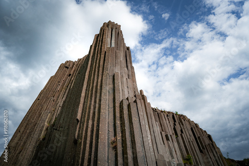 volcanic column of panská skála on sunny day photo