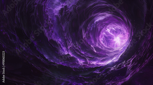 Purple portal to the underworld with swirling plasma energy, abstract design.