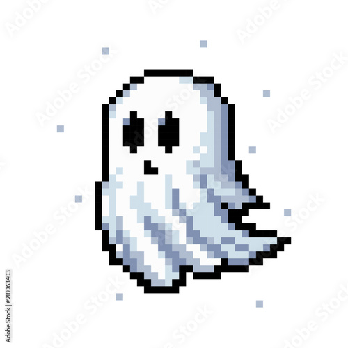 Ghost. Cute ghost pixel icon. Arcade game icon. 8-bit character. Abstract Halloween character.