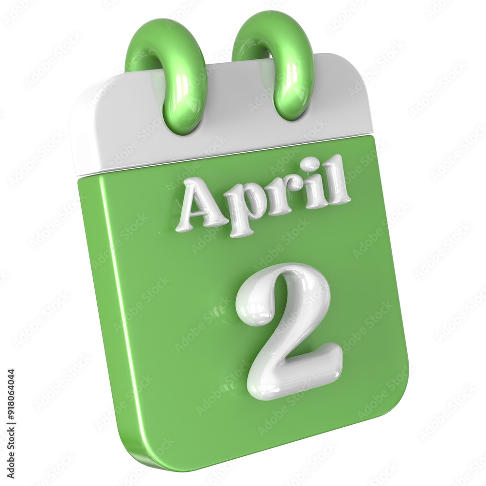 3D Calendar with 2 date number,April 3D Illustration 3D Calendar with 2 date number,April 3D Illustration