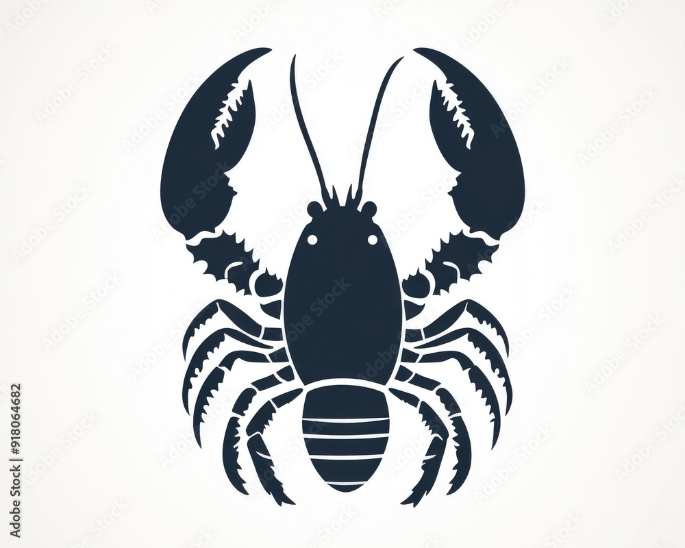 Crawfish Silhouette. Astrology Sign with Lobster Silhouette on Black Background Crawfish Silhouette. Astrology Sign with Lobster Silhouette on Black Background