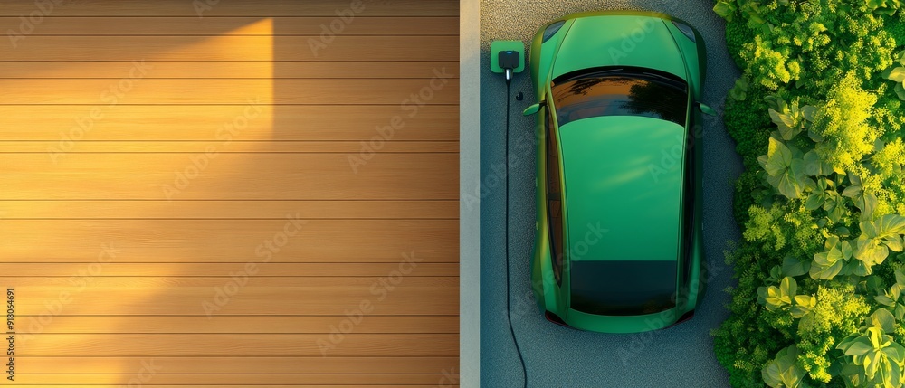 Eco-Friendly Future: Electric Car with Solid-State Battery Charging at Solar-Powered Garage Eco-Friendly Future: Electric Car with Solid-State Battery Charging at Solar-Powered Garage